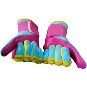 Gants de frappe en cuir rose et bleu, ambidextres, fermeture auto-agrippante, support de poignet durable, entraînement, unisexe, adultes, taille XL - Product Image 4