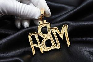 จี้ตัวอักษรชื่อแบบกำหนดเอง สไตล์ฮิปฮอปสุดหรู เงินแท้ 925 ประดับโมอิสซาไนต์ ชุบโรเดียม - Product Image 5