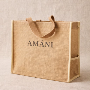 Bolsa de Yute Ecológica con Bolsillo Lateral, Logotipo Personalizado, Bolsa de Compras Reutilizable, Bolsa de Gran Capacidad - Product Image 1