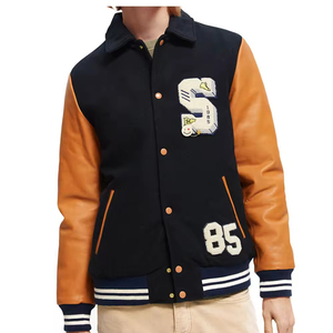 Wholesale Customized Wool Leather High Street Winter Varsity <b>Jacket</b> for Men & Women Blank Front Logo Windproof - Product Image 5
