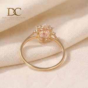 14KT Solid <b>Gold</b> <b>Vintage</b> Engagement <b>Ring</b> With Lab Diamond and Padpardscha Sapphire Engagement Wedding Band Jewelry for Women - Product Image 3