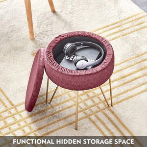 Modern Velvet Footrest <b>Stool</b> Ottoman with <b>Storage</b> Function Dressing Vanity Pouffe Side Table Seat Upholstered Chair - Product Image 4