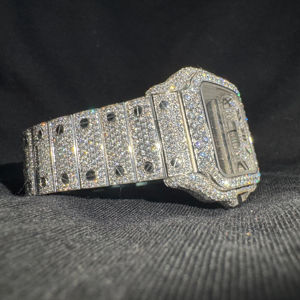 Montre VVS carrée antique de luxe en moissanite pour homme, style hip-hop, entièrement sertie de pierres, mouvement à quartz, passe le test du diamant, stock USA et UK - Product Image 1