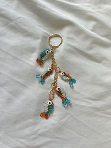 Traditional Artisan Embroidered <b>Keychain</b> with Colorful Seed Bead Decoration - Product Image 5