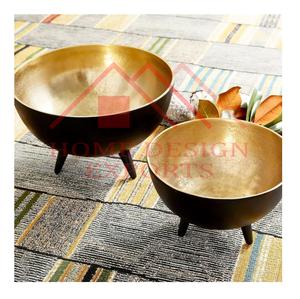 Centres de table bol de service décoratif unique en métal meilleur bol à fruits de service à pied en aluminium noir et or - Product Image 1
