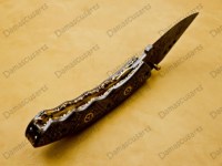 Couteau de poche pliant en acier Damas fait main, lame tranchante comme un rasoir, pour le camping, la chasse, la survie tactique, EDC