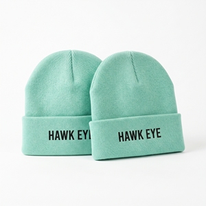 Unisex Solid Mint Green Acrylic Beanie Knit <b>Winter</b> <b>Hat</b> Cuffed Casual Style for Adults Head Circumference - Product Image 3