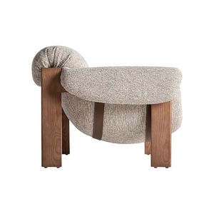 Sillón Moderno Ecológico Hecho a Mano, Tapizado en Bouclé Texturizado Premium de Teca, Diseño Curvo en Forma de Barril, Cojín Profundo, Lujoso para Hotel - Product Image 4