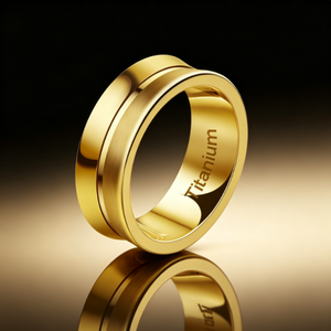 Bague en titane doré avec <span class=keywords><strong>centre</strong></span> brossé et bord biseauté, alliance classique de 8 mm pour homme, bijoux intemporels en gros - Product Image 3