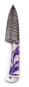 มีดเชฟเหล็กดามัสกัสทำมือ มีดทำครัว ด้ามจับเรซิ่นมุกสีม่วง - Product Image 2