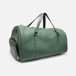Bolsa de Viaje de Cuero Verde con Cierre de Cremallera, Bolsa de Fin de Semana Resistente Unisex - Product Image 2