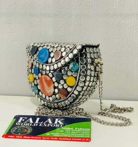 Bolso de mano de Metal exquisito hecho a mano, botón con cremallera XL, patrones bohemios, atractivo Vintage ecológico para bodas, eventos formales - Product Image 1