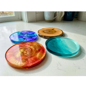 Grey Resin Coaster Round Flower Design Decoration & Accessories <b>Table</b> <b>Mats</b> & Pads Best Quality Material Resin Coaster - Product Image 3