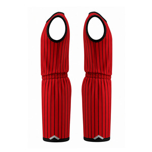 Red Striped Basketball Uniform Set 23 Number Sleeveless Jersey and Short Moisture Wicking <b>Athletic</b> Reversible Basketball Uniform - Product Image 2