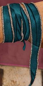 Y S INTERNATIONAL 100% Pure Tissue Silk <b>Ribbon</b> Metallic Copper Edge Purple Flat Cord Jewelry Craft Bag - Product Image 3