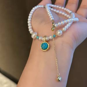 Collar con Colgante de Moda Otoño Invierno para Mujer, Nuevo, de Alta Gama, Lujoso, con Turquesa Natural de Agua Dulce, Sensación de Lujo Ligero - Product Image 3