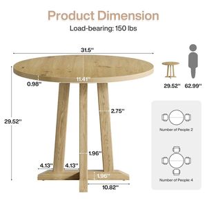 Tavolo da Pranzo Rotondo, Piccolo Tavolo da Cucina, Tavolino da Caffè per Cucina, Soggiorno, Sala da Pranzo (Solo Tavolo) - Product Image 6