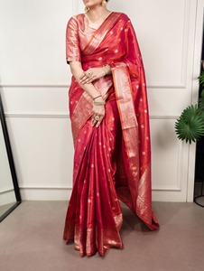 Sari Kasavu ethnique traditionnel indien avec tissage Zari, matériaux recyclés, pour les occasions de mariage, vêtements pour femmes toutes saisons - Product Image 1