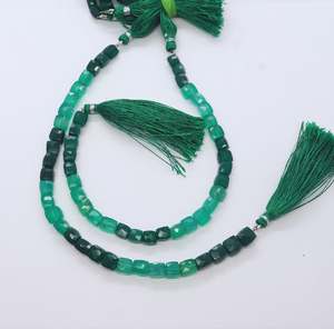 Cuentas facetadas de ónix verde AAA de 6.5-7 mm, cuentas de ónix verde en forma de caja 3D, cuentas sueltas facetadas de ónix verde de 8 pulgadas - Product Image 4