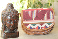Tas selempang kulit Jacquard buatan tangan, tas selempang Multi guna desain Vintage baru
