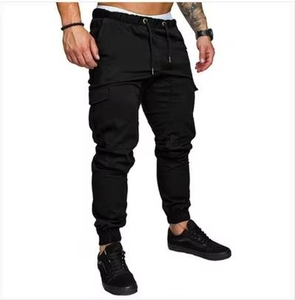 Wholesale <b>Denim</b> Light Breathable Streetwear Casual Sport <b>Jogging</b> Cotton Solid Color Side Pocket Custom Logo Men Cargo Joggers - Product Image 6