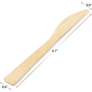 100 Cuchillos Desechables de Bambú Natural, Biodegradables y Ecológicos, para Eventos al Aire Libre y Fiestas - Product Image 1