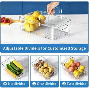 ชุดจัดระเบียบตู้กับข้าวพลาสติกใส 10 ชิ้น พร้อมตัวแบ่ง 2 ช่อง จัดระเบียบครัวและตู้เย็นได้ง่าย ผลิตภัณฑ์อะคริลิก - Product Image 6