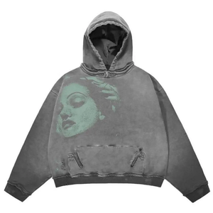 Sudadera con Capucha Extra Grande Unisex de Primera Calidad, Lavada al Ácido, 100% Algodón, Impresión DTG, Estilo Vintage Otoñal - Product Image 5