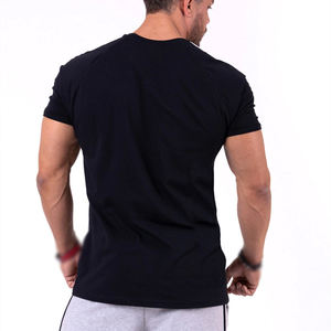 T-shirt de sport noir pour homme, vêtements de musculation, de fitness, de course à pied, en coton, coupe ajustée, NOUVEAU - Product Image 5