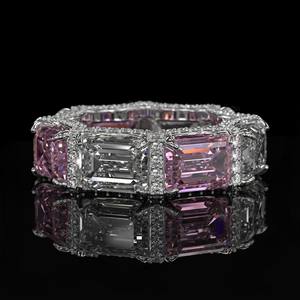 Anillo de Compromiso de Lujo con Diamantes para Novia, Anillo de Plata de Ley 925 con Gema de Amatista y Circonita - Product Image 1