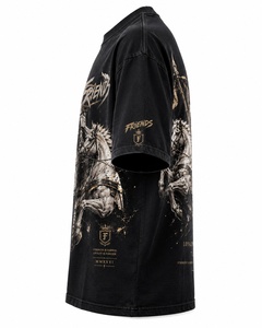 Camiseta de Hombre con Estampado de Caballo Caballero Negro, Manga Corta, Corte Regular, Cuello Redondo, 100% Algodón Jersey, Impresión Digital - Product Image 4