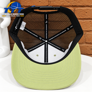 Custom 6 Panel Mesh Trucker <b>Hat</b> Embroidery Logo Snapback Lime <b>Green</b> Vietnam Manufacturer OEM ODM Wholesale Trucker Cap Factory - Product Image 4