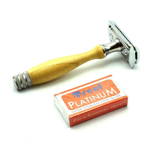 Maquinillas de Afeitar de Acero Inoxidable de Alta Calidad Aprobadas, con Punta Inclinada y Mango de Madera, Instrumento de Cuidado de Belleza para Cejas - Product Image 1