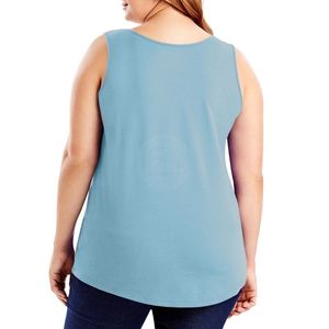 Débardeur sans manches bleu clair pour femme, grande taille, col rond, en coton respirant, idéal pour l'été – Vente en gros fabricant - Product Image 3