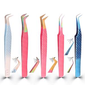 Pinces à cils Morje Surgical Precision en acier inoxydable 10 mm, pointe lisse, ensemble multicolores pour extensions de cils - Product Image 3