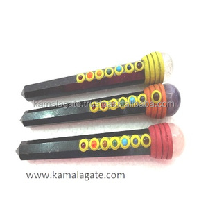 Wholesale Tibetan Agate Natural Gemstone Handmade Healing Stick Semi-Precious Chakra Therapy Wand on Sale - Product Image 3