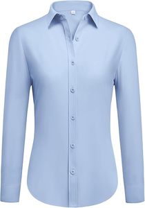 Chemisiers élégants pour femmes, vêtements de bureau et décontractés d'été, chemises à manches longues boutonnées sur mesure - Product Image 2