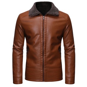 <b>Men's</b> Black <b>Leather</b> <b>Jacket</b> Slim Fit Windproof Full Zipper Regular Winter Wear <b>Jacket</b> For <b>Man</b> - Product Image 3