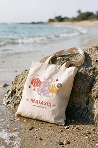 Bolsa de Mano de Lona de Algodón Ecológica Premium, Diseño Sólido, Reutilizable, para la Playa, Uso Diario, Estilo Femenino, Cierre de Cremallera, Bordado - Product Image 1