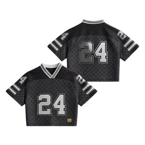 Blue Lightning Print American Football Jersey Men's V-Neck Short Sleeve Mesh Sport <b>Shirt</b> Number 24 Sublimated Design - Product Image 2