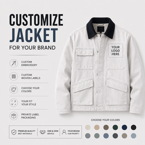 Chaqueta de Trabajo Unisex Personalizada, Ecológica, Resistente al Viento, Acolchada, de Lona, 100% Algodón, Estilo Vintage, con Múltiples Bolsillos Frontales, OEM Privado - Product Image 1