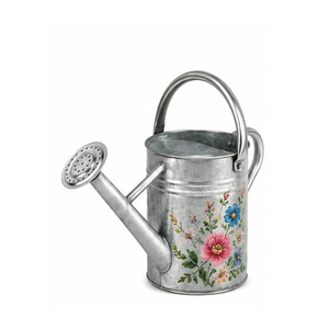 Regadera de Zinc Galvanizado con Diseño Floral para Jardinería, Acabado Duradero, Capacidad de 1.5L - Product Image 1