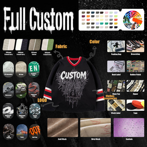 เสื้อเจอร์ซีย์คอวีสีดำแบบสั่งทำพิเศษ แขนยาว พิมพ์ลายกราฟิกสีขาว สไตล์สตรีทแวร์ ยูนิเซ็กส์ ทรงโอเวอร์ไซส์ แขนยาวเต็มตัว - Product Image 5