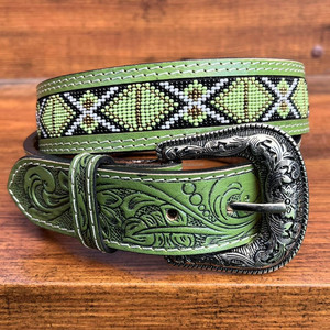Fashion Vintage Handcrafted Cowboy Style <b>Tooled</b> <b>Leather</b> Beaded Belt for Men & Women High Quality Full Grain Genuine <b>Leather</b> Belt - Product Image 3