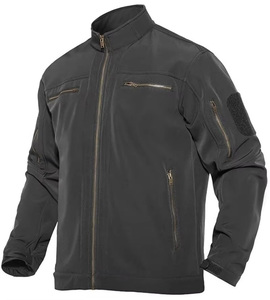 Veste softshell pour homme à col montant, multi-poches, résistante à l'eau et au vent, veste de terrain, bleu marine, olive, noir, kaki, logo personnalisé OEM - Product Image 5