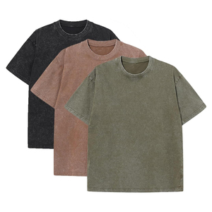 T-shirt à manches courtes pour homme, couleur unie, col rond, coton jersey 100% lavé, coupe décontractée, longueur normale - Product Image 1