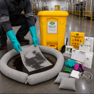 60L universal spill kit 16 gallon spill response kit Oil chemical spill absorbent pads Industrial spill control <b>socks</b> - Product Image 4