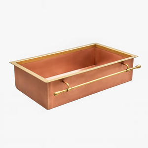 Handmade Pure Copper Farmhouse <b>Kitchen</b> Sink with Brass Front Rail <b>Apron</b> Front Single Bowl Copper <b>Kitchen</b> Sink Luxury Wash Basin - Product Image 2