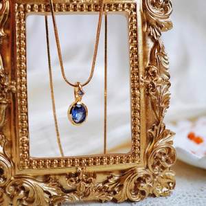 Pendentif délicat en Tanzanite, argent sterling 925 plaqué or 14 carats, taille ovale, pierre de naissance de décembre, cadeau bijou - Product Image 3