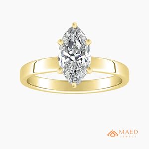 Bague de fiançailles plaquée or, coupe marquise, style solitaire diamant, pour femme, bague de mariage, design minimaliste, bijoux fins - Product Image 1